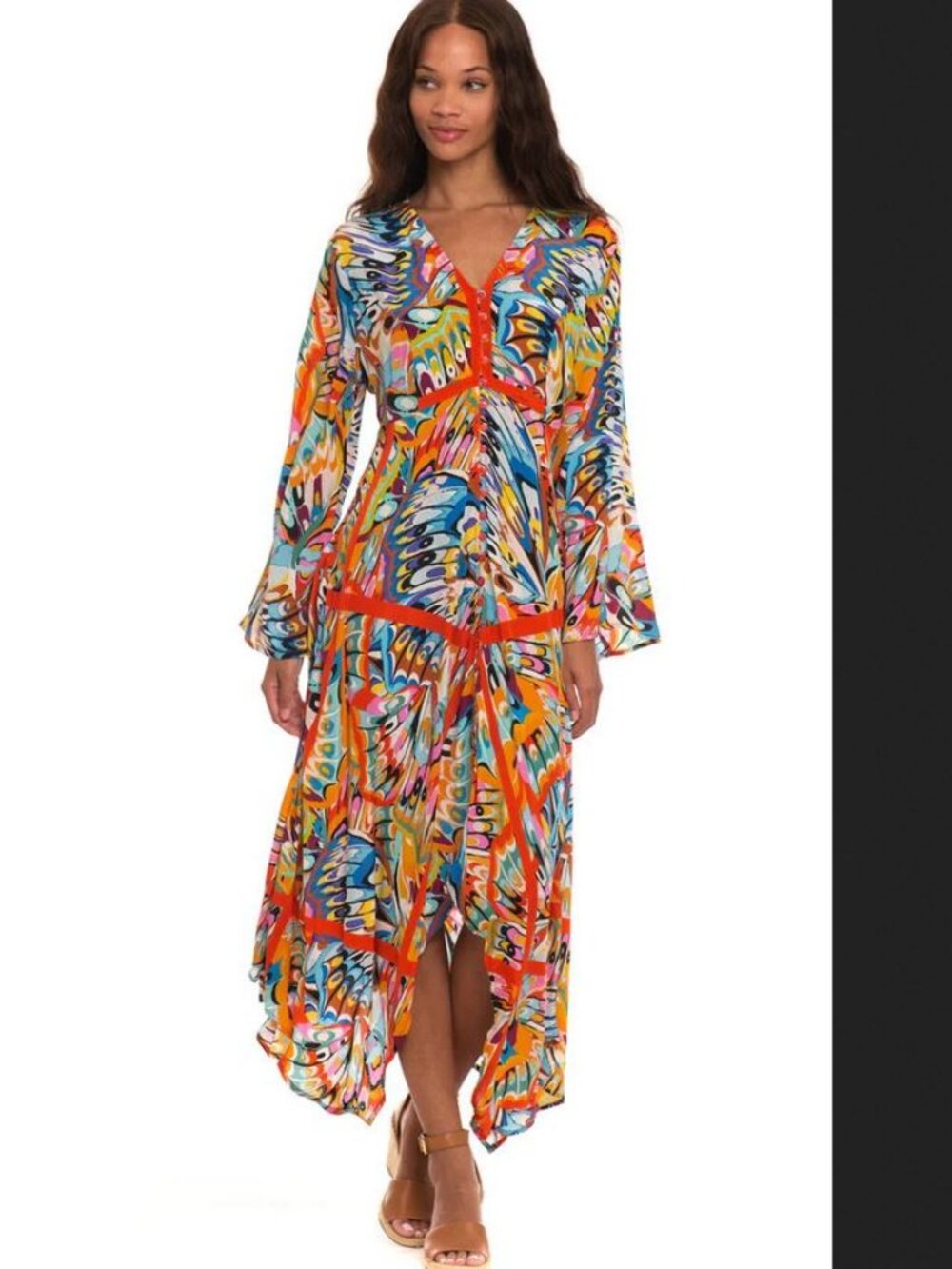 Tolani Clara Monarch Hi Lo Flowing Dress, NWOT, L